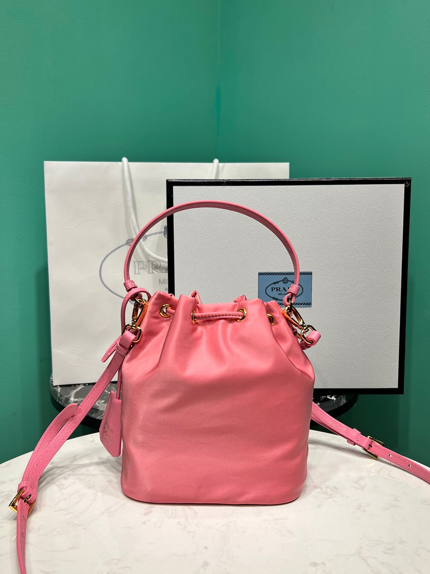 Prada Mini Re Edition 1978 Re Nylon Shoulder Bag Handbag Begonia Pink 1BE067